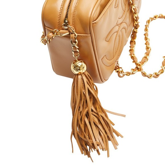 Chanel Triple Coco Mark Fringe Shoulder Bag Camel Brown - Picture 5 of 12